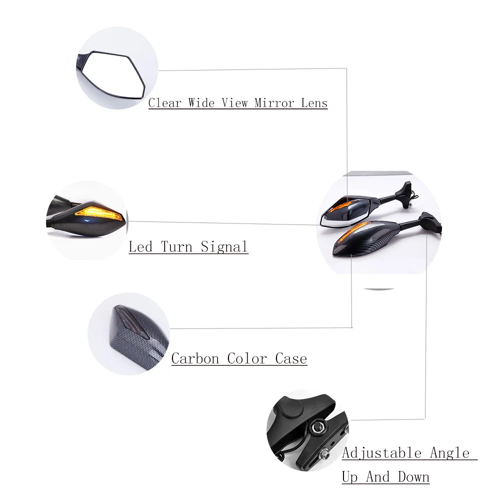 Черные Углеродные светодиодные зеркала поворота для YAMAHA YZF R6 FZ1 FZ6 600R R3|turn signal