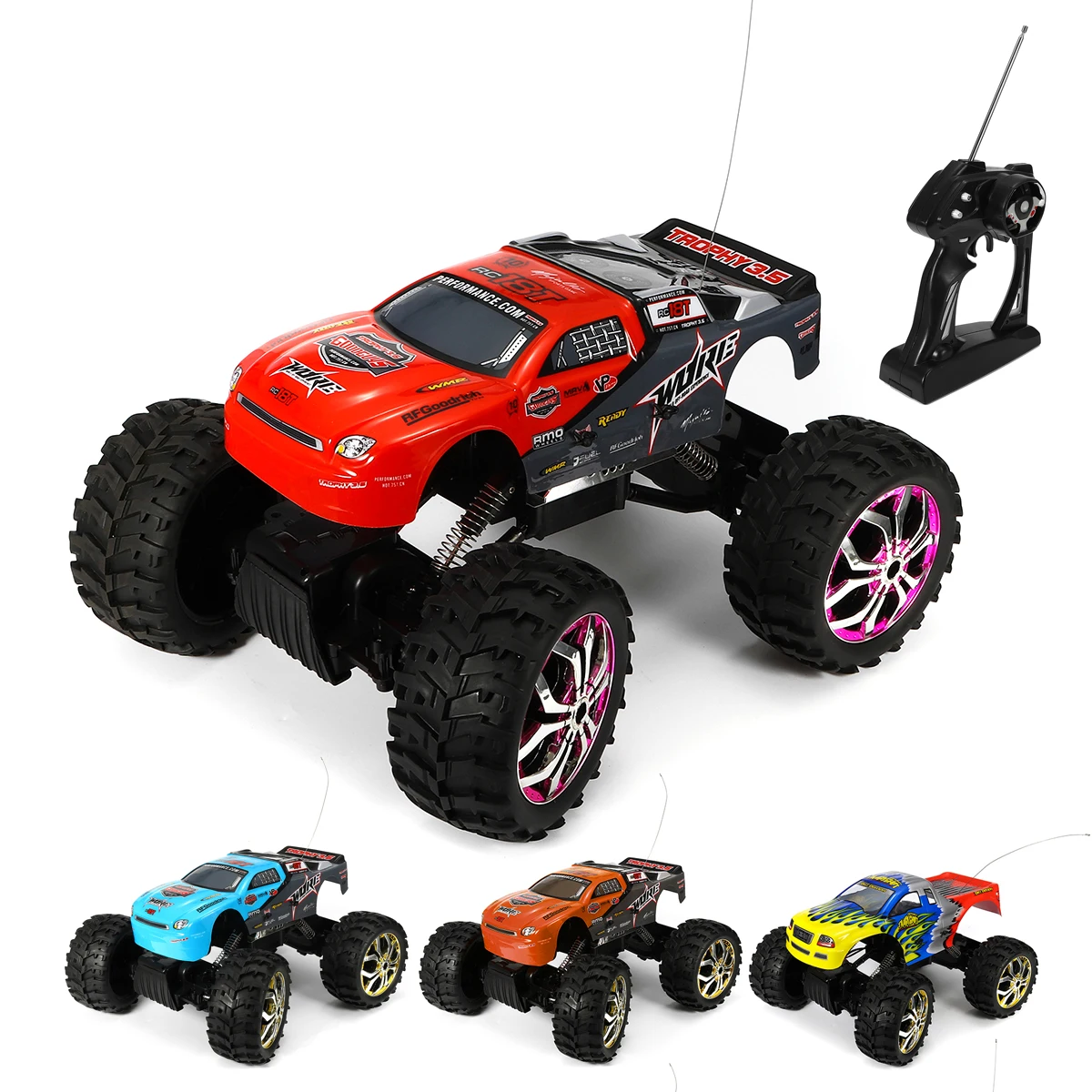 

New RC Car Remote Control 1/10 4WD High Speed Off Road Rock Crawler RC Car Red Head 40MHz Vehicle Toy
