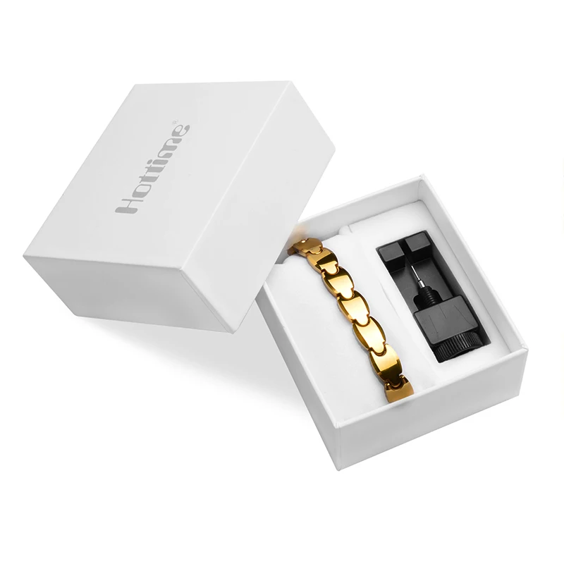Hottime роскошные золотые цветные мужские тяжелые вольфрамовые браслеты и браслеты для 5 в 1 энергетический германиевый Магнитный целебный браслет