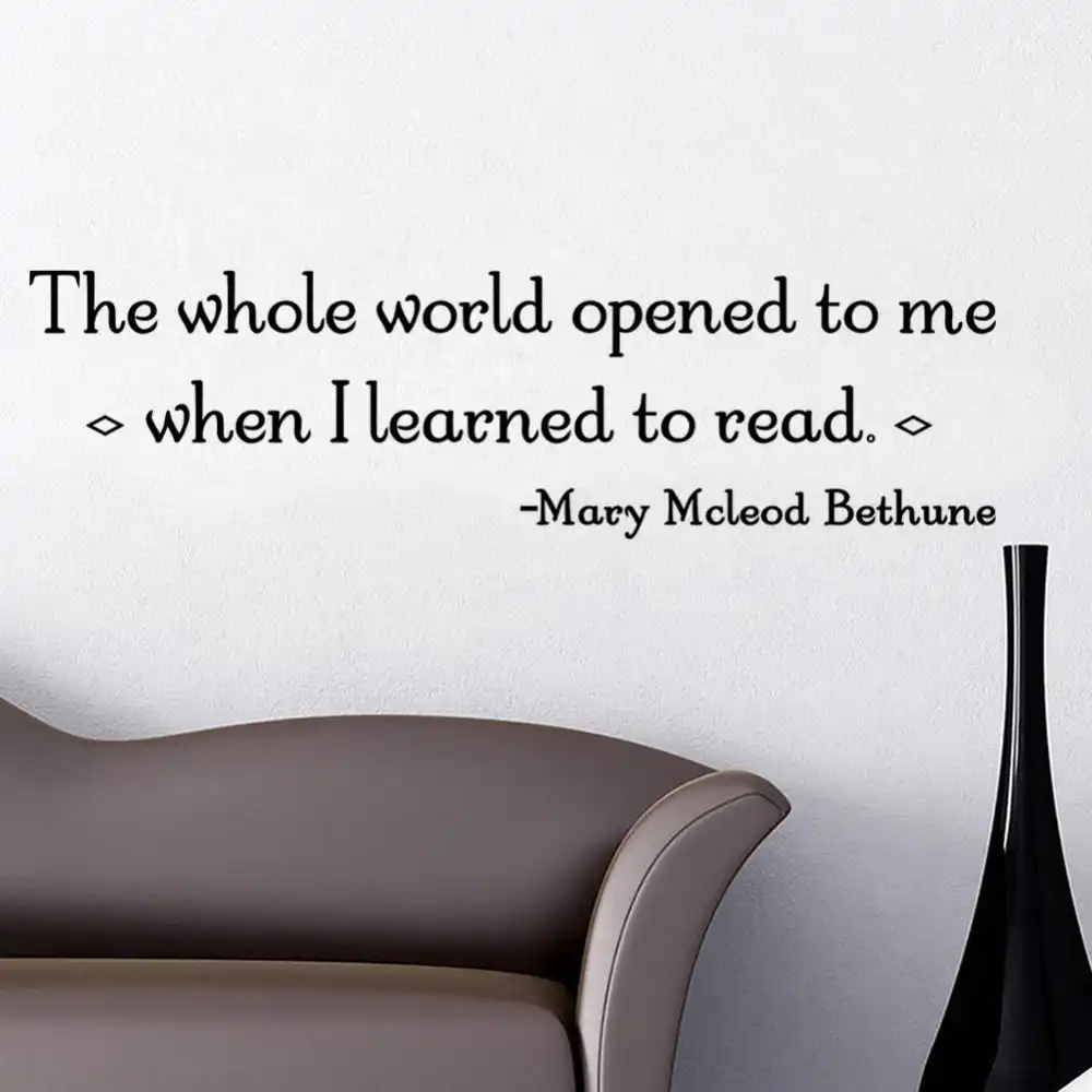 Wall Decal The Whole World Open To Me When I Learned To Read Inspirational Quotes Home Decor Living Room Bedroom Wall Sticker