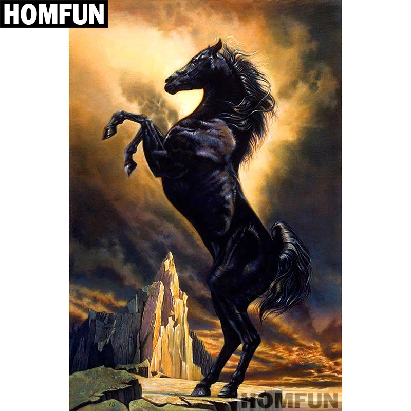 

HOMFUN Diy Full Square Round Drill 5D Diamond Painting Cross Stitch Diamond Embroidery "Dark horse" Home Decor Gift A01548
