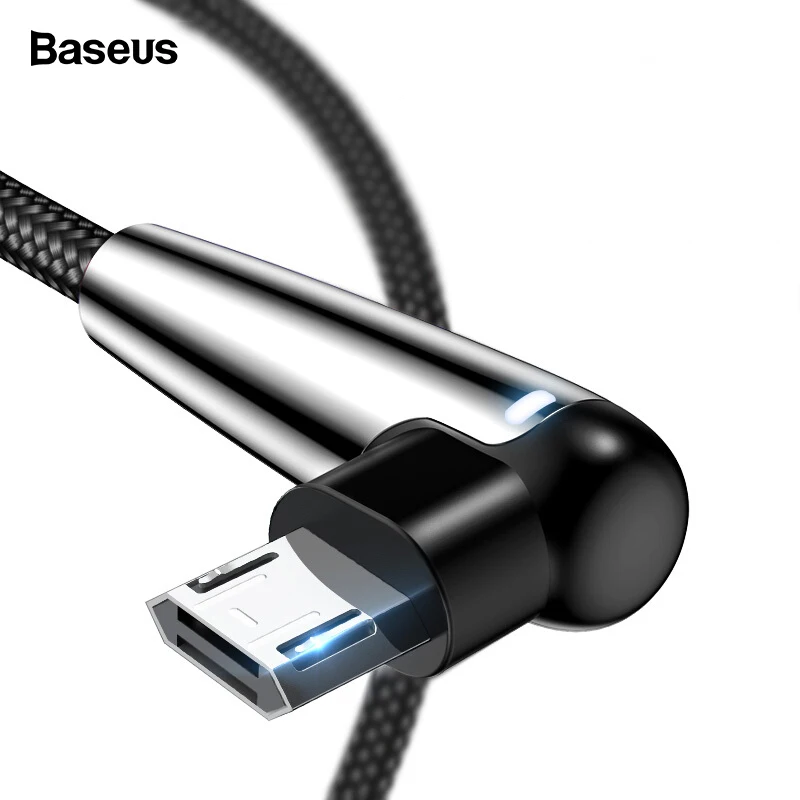 

Baseus Reversible LED Micro USB Cable Fast Charging Charger Wire Cord For Samsung Xiaomi Tablet Android Microusb Data Cable