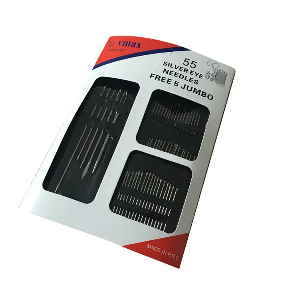 

55Pcs Stainless Steel Hand Sewing Needles Embroidery Large Eye Sewing Machine Jeans Alfileres Para Costura Sewing Accessories