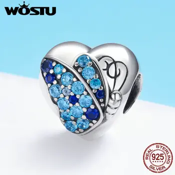 

WOSTU Original 925 Sterling Silver Love of Butterfly Heart Charm fit Beads Bracelet Fashion DIY Jewelry Making Gift FIC653