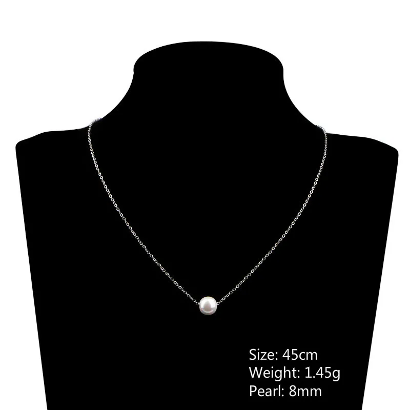 Olowu модное ожерелье с подвеской из жемчуга 8 мм, женское серебряное ожерелье из нержавеющей стали, Трендовое женское ожерелье-чокер s