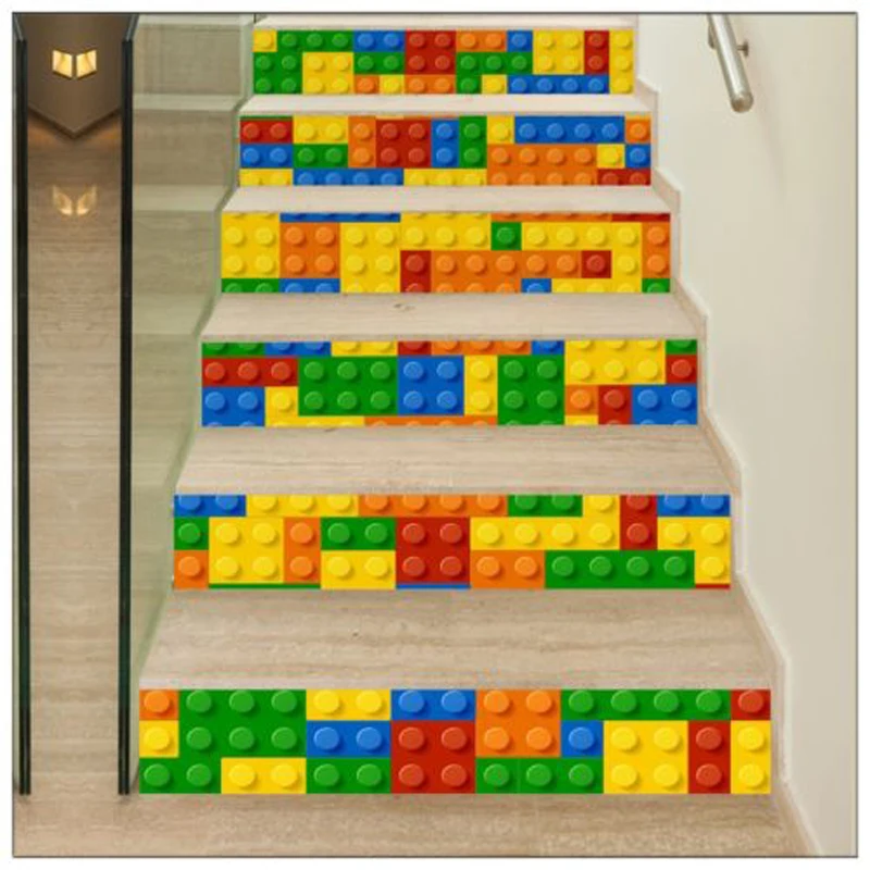 JX-LCLYL 6Pcs 3D Self-adhesive DIY Vinyl Staircase Stair Riser Floor Sticker Wall Decal