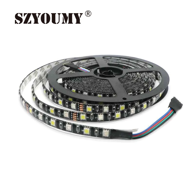 SZYOUMY RGBW 50 м 60 светодиодов/m светодиодные полосы rgbw RGB + холодные белые полосы Водонепроницаемый IP20 IP65 черный PCB DC12V SMD 5050 смешанный цвет