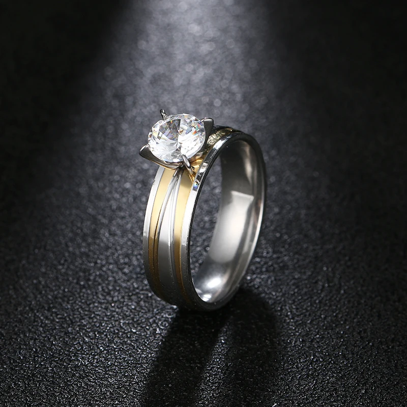 

DOTIFI 316L Stainless Steel Rings For Women Gold And Silver Cross Zircon Engagement Wedding Ring Jewelry