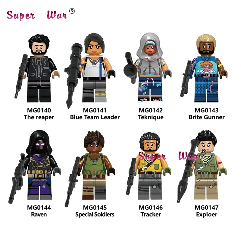 

Single Building Blocks With Blue Team Leader Teknique Raven Reaper Game Battle Royale Action toy for children