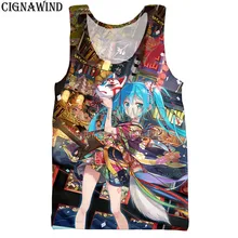 Новое поступление, Аниме Хацунэ Мику, модный топ на бретелях для мужчин и женщин, топы с забавным принтом, 3D жилет, повседневные безрукавки унисекс
