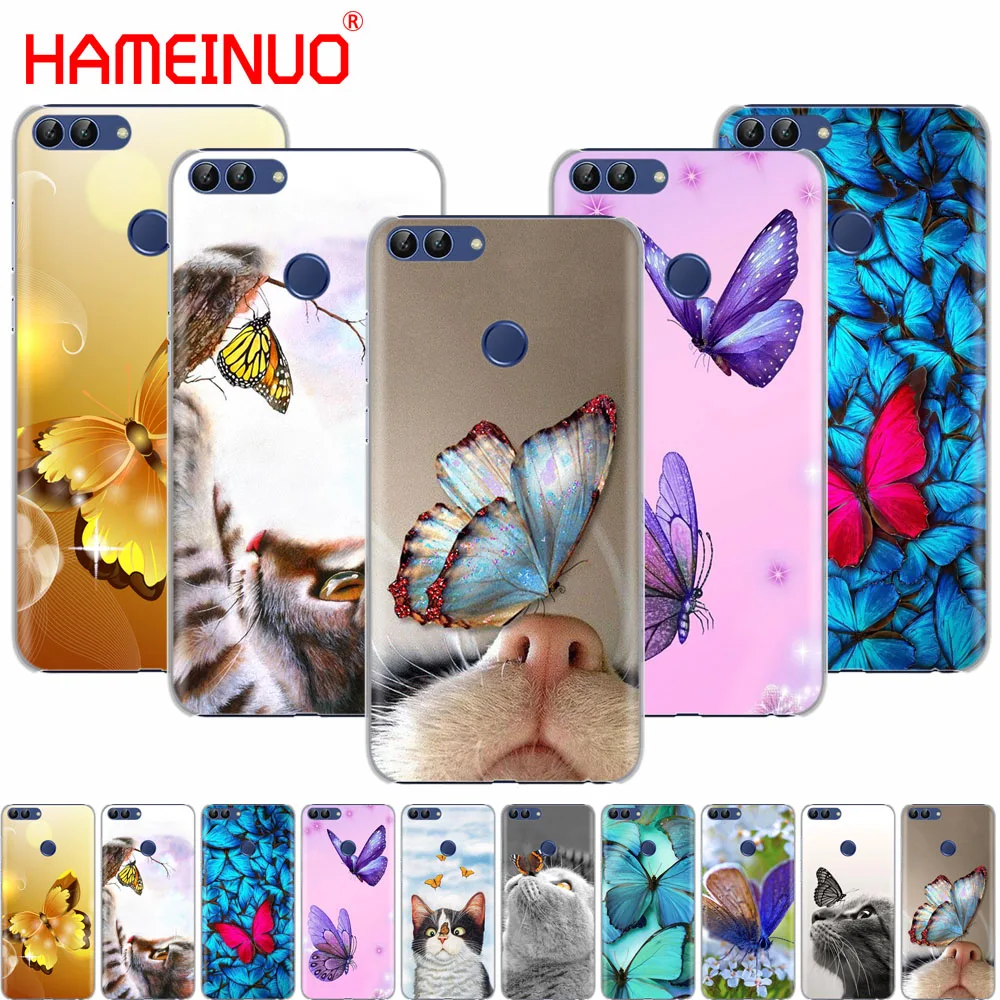 

Butterfly Stand On The Cat Nose cell phone Cover Case for huawei Honor 7C Y5 Y625 Y635 Y6 Y7 Y9 2017 2018 Prime PRO
