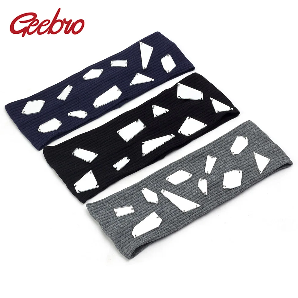 

Geebro Women Ribbed Cotton Headband Fashion Mirror Accessories For Girls Bohemia Head Wrap Female Elastic Hairband Turban AK001