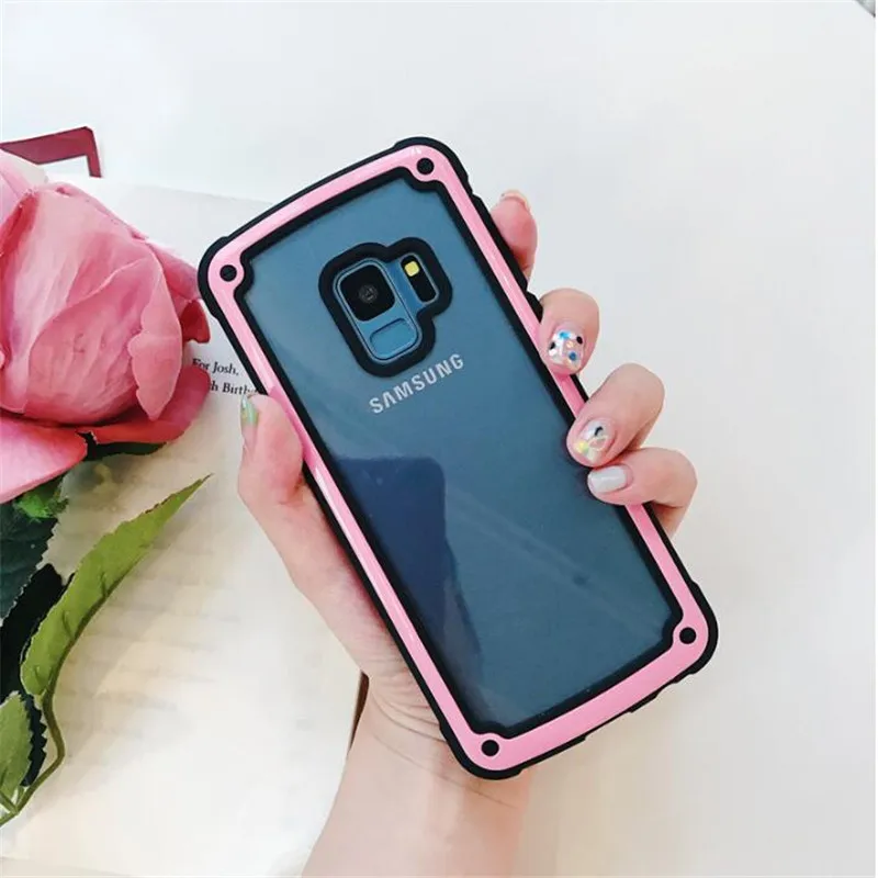 DCHZIUAN для samsung S10 S10 Plus S10e S9 S8 Plus Note 9 Note 8 чехол Модный Простой Противоударный прозрачный жесткий мягкий чехол для телефона - Цвет: PINK