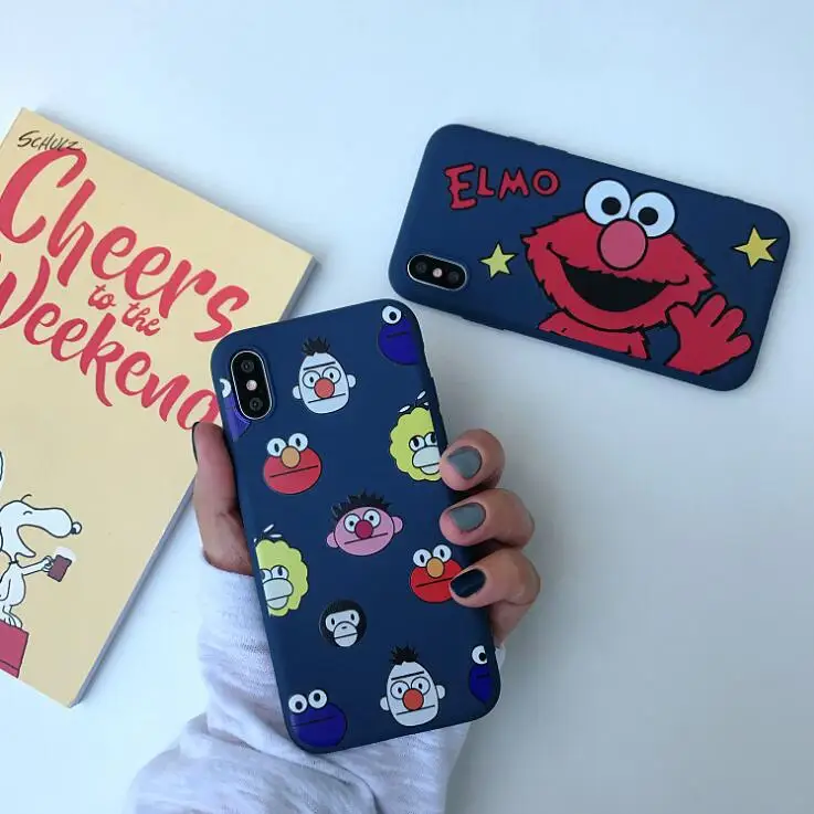 For iphone 7 8 X 6 Case S 6s XR XS Max Plus Cover Soft Cartoon Sesame Dtreet ELMO |