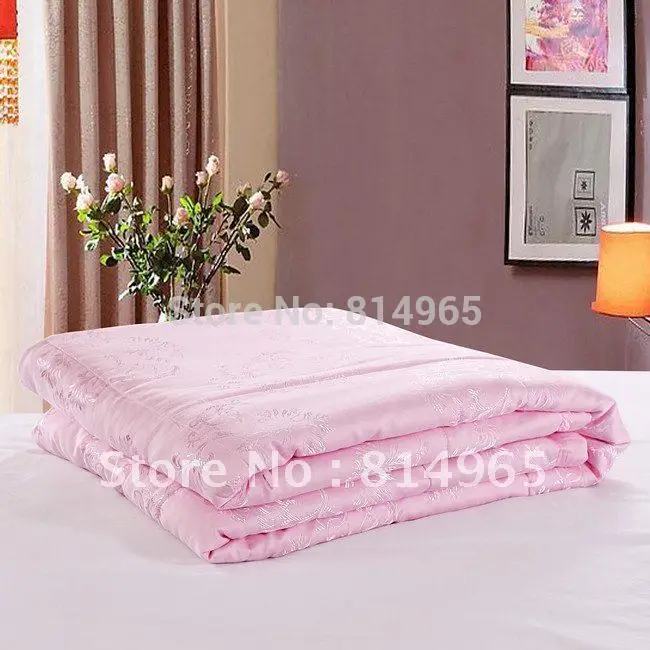Шелк тутового шелкопряда заполненное весна/осень Высокое качество тёплое одеяло королева 210X210 см или сделать любой размер- 200GSM- розовый