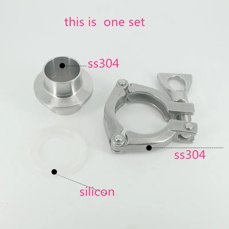 

Free shipping 1.5'' 38MM-159mm Sanitary TriClamp Ferrule + Tri Clamp + Silicon Gasket SS 304