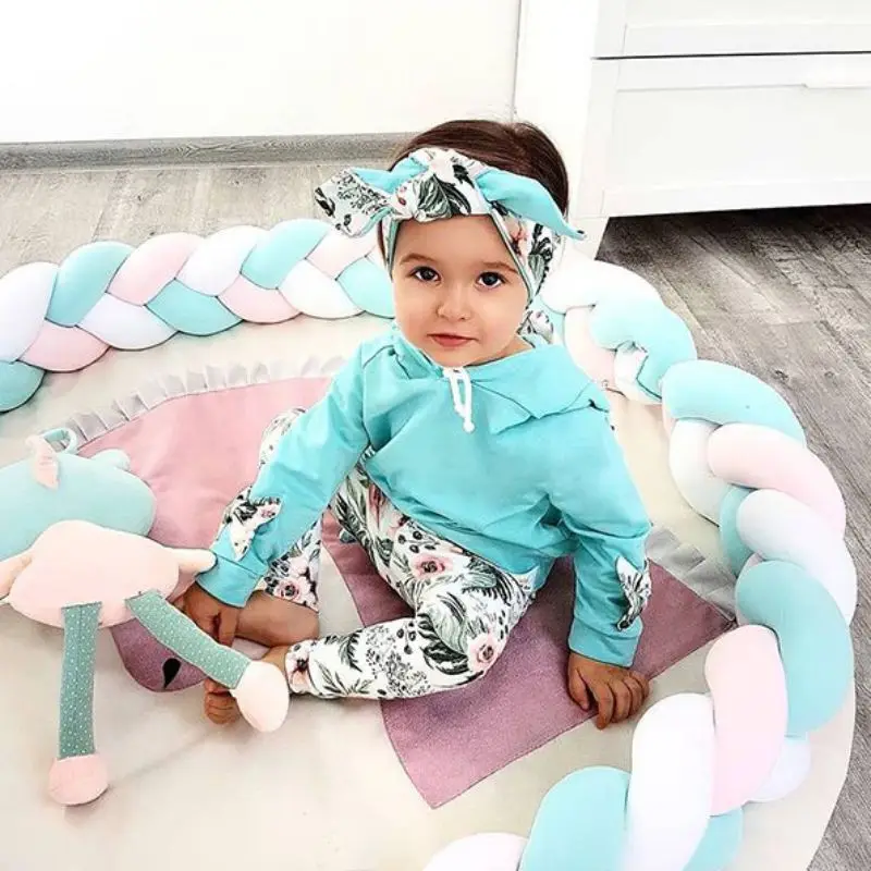 

2019 New Autumn Children Girl Casual Long Sleeve Rabbit Ear Design Hoodie Sweatshirt Tops+Floral Pants+Headband Set