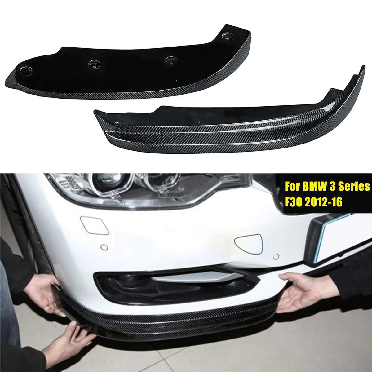 

Carbon Fiber Front Bumper Splitters Flaps Apron Winglets Skirt Lip For BMW 3 Series F30 2012 2013 2014 2015 2016
