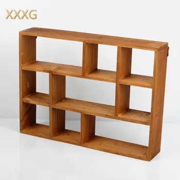 

XXXG// wood engraved rack 9 lattice vacant display shelf Home Furnishing walls incorporate finishing storage rack can be wall Wo