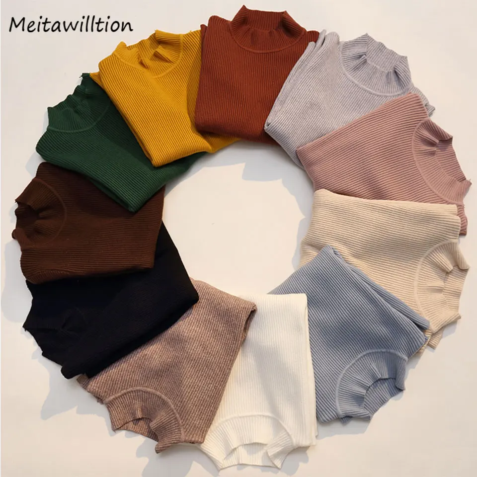 

Autumn Winter Women Pullovers Sweater 2019 Casual Long Sleeve High Elasticity Knitted Sweaters Lady Slim Turtleneck Jumper Tops
