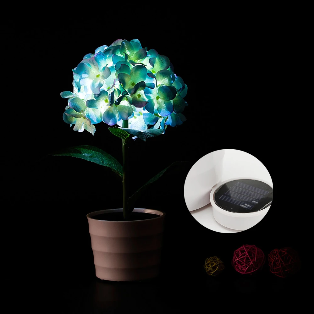 2017 New Solar Powered LED Light Hydrangea Flower Lamp for Yard Garden