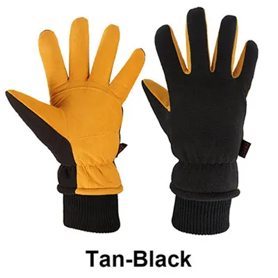 OZERO зимние теплые мужские перчатки для катания на лыжах из оленьей кожи, кожаные перчатки для спорта на открытом воздухе, ветрозащитные, ниже нуля, для велоспорта для мужчин и женщин 8008 - Цвет: Yellow