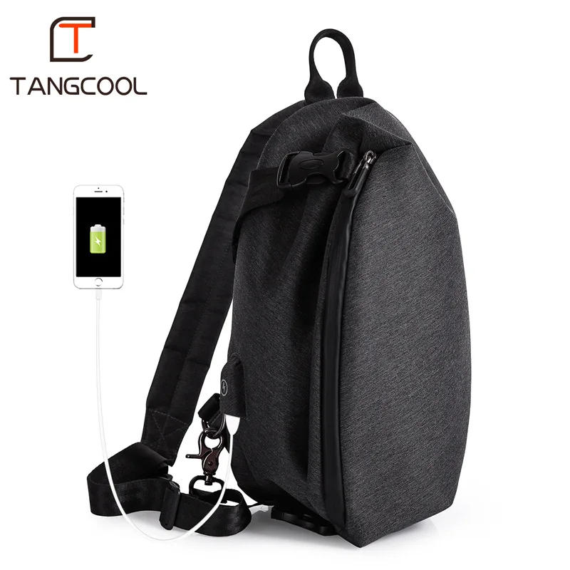 

2019 Tangcool Brand Unisex Men Fashion Messenger Bags Pattern Chest Packs Waterproof Women Shoulder Bags for Ipad USB Charging