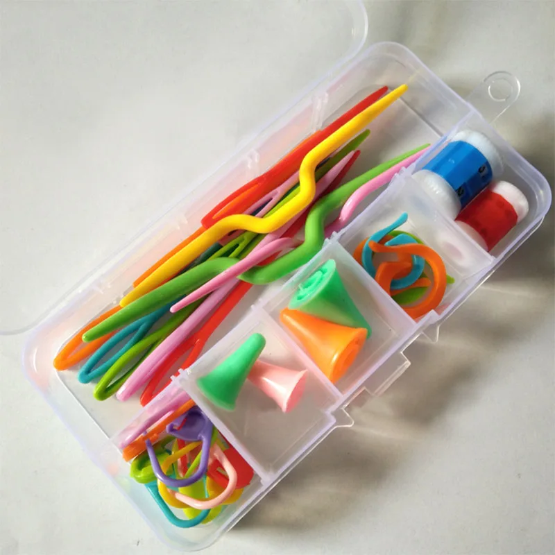 

1Set Knitting Tools Crochet Hooks Stitches Pins Wool Yarn Needle Knit Weave Tool Markers Set with Box Case DIY Craft Home Sewing