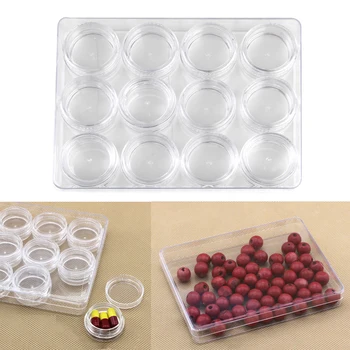 

Clear Plastic Earring Jewelry Beads Packing Box Container 12 Compartments