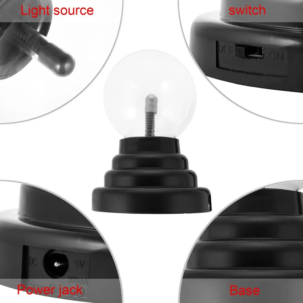 3 дюймов USB плазменный шар электростатической сфера свет магический хрустальный потолочный светильник хрустальный шар сенсорный прозрачный Рабочий Стол Огни