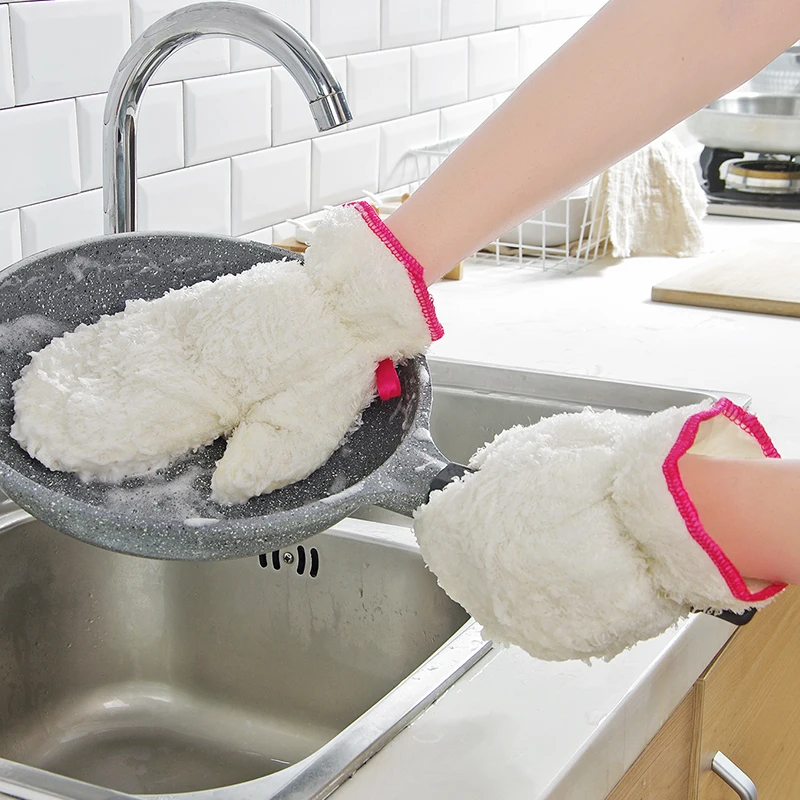 Бамбук углеволоконная накладка Водонепроницаемый Rag многоцелевой противоскользящие перчатки для мытья посуды для дома Кухня