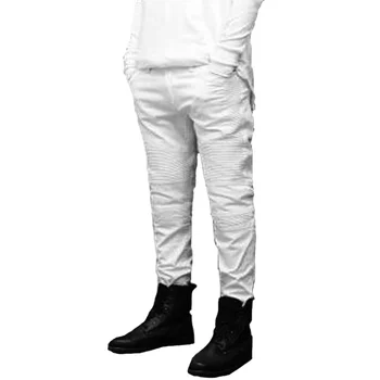 

2017 Fashion Jeans Famous Brand Mens White Skinny Jeans Hip Hop Elastic Folded Slim Pants Jeans Harem Men Mens Motorcycle Jean