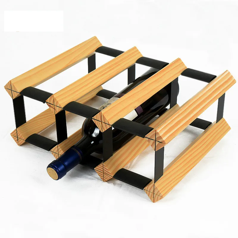 Household Texture Pine Wood Wine Rack Decoration Creative Wine Cabinet Restaurant Free Installation Bar Grape Holder Stand