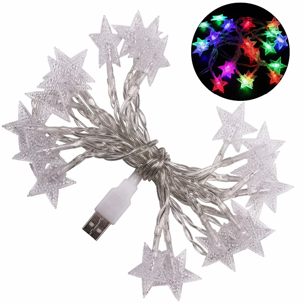 2 м 10 м USB Star светодиодный огни строки Открытый проволоки гирлянды бутылки DIY Рождество для свадьбы и праздника украшения свет лампы