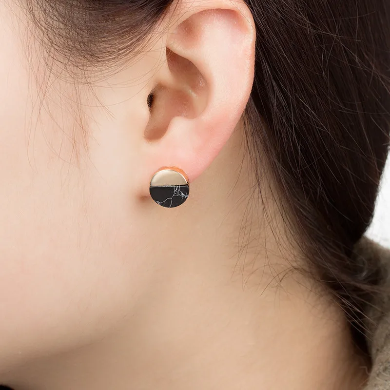 

Fancy Brand Punk Design Fashion Square Triangle Round Geometric Faux Stone Stud Earring Women Party Jewelry pendientes