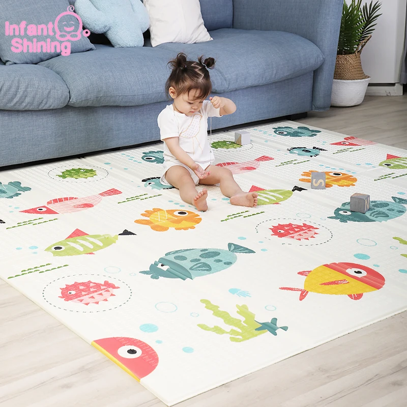 

Infant Shining 180X200CM/71X79IN Baby Folding Play Mat Kids Rug Carpet 1CM Thickness Baby Game Mat Indoor Soft Floor Mats