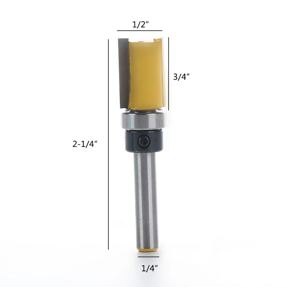

1/4" Shank Bearing Milling Cutters For Mill Wood Woodworking Tools 1/2 Inch Diameter Flush Trim Template Router Bit