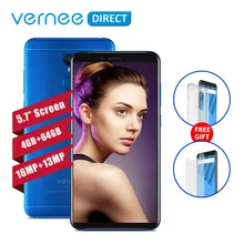 Оригинальный Vernee M6 Ultra 5,7 дюймов 4 ГБ Оперативная память 64 ГБ Встроенная память 8-ядерный смартфон 13MP селфи Камера 16MP сзади Камера 3300 мАч сотовые телефоны