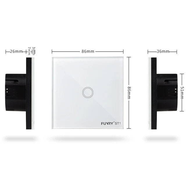 Funry 1 2 3 Gang EU Remote Switch Wifi Control Wireless Remote Wall Light Touch Switch Work With Broadlink / Geeklink Smart Home