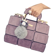 Женская сумка матовая шовная Бостонская сумка женские кожаные сумки с кисточками и медведем