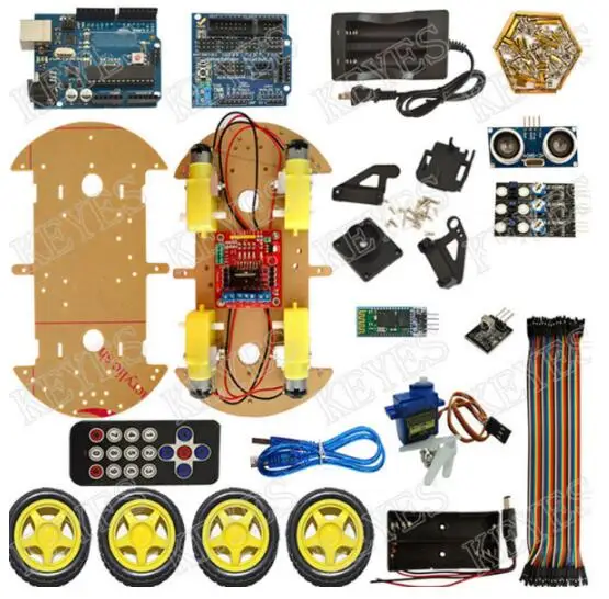Избегание слежения двигатель умный робот шасси автомобиля Комплект Скорость кодер батарея 2WD 4WD Ультразвуковой модуль для Arduino