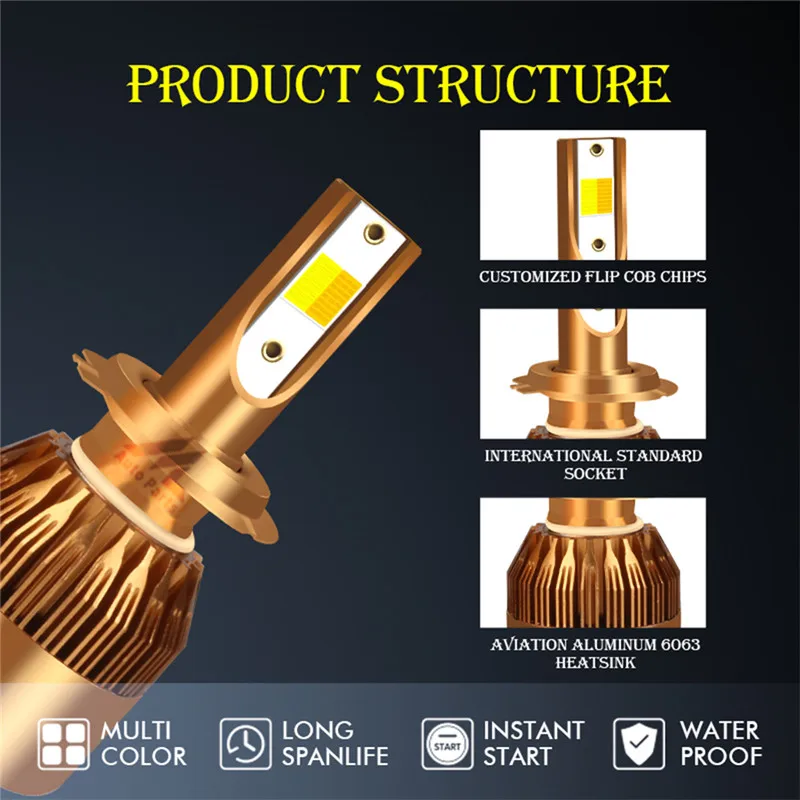 Xenplus налобный фонарь H4 LED H7 Лампа 3000K 5000K 6500K H11 HB3 HB4/9006 H1 H3 H10 Трехцветная