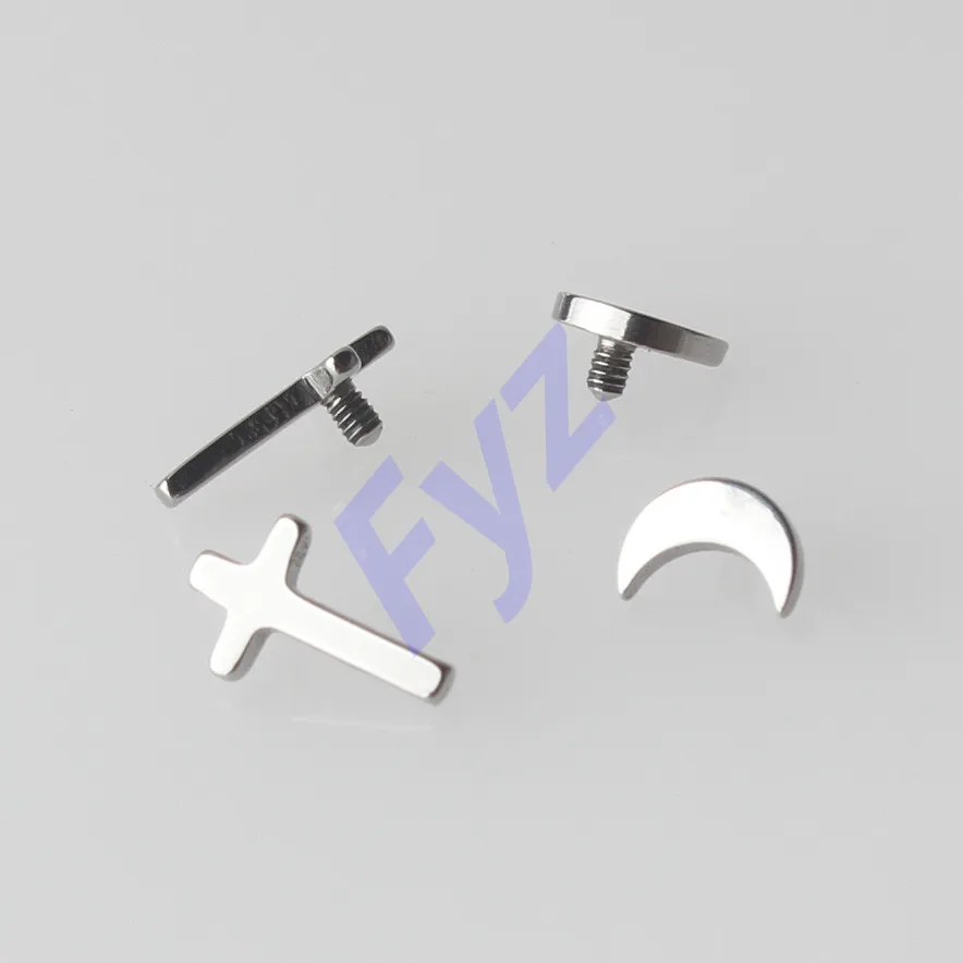 

Cross And Moon G23 Titanium Dermal Anchor Tops Labret Lip Piercing Ear Helix Tragus Cartilage Stud Body Jewelry