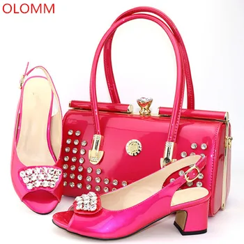 

OLOMM New African Women Matching Italian Shoes and Bag Set for Wedding Italian Shoes with Matching Bag Italy Shoe and Bag.Y-7