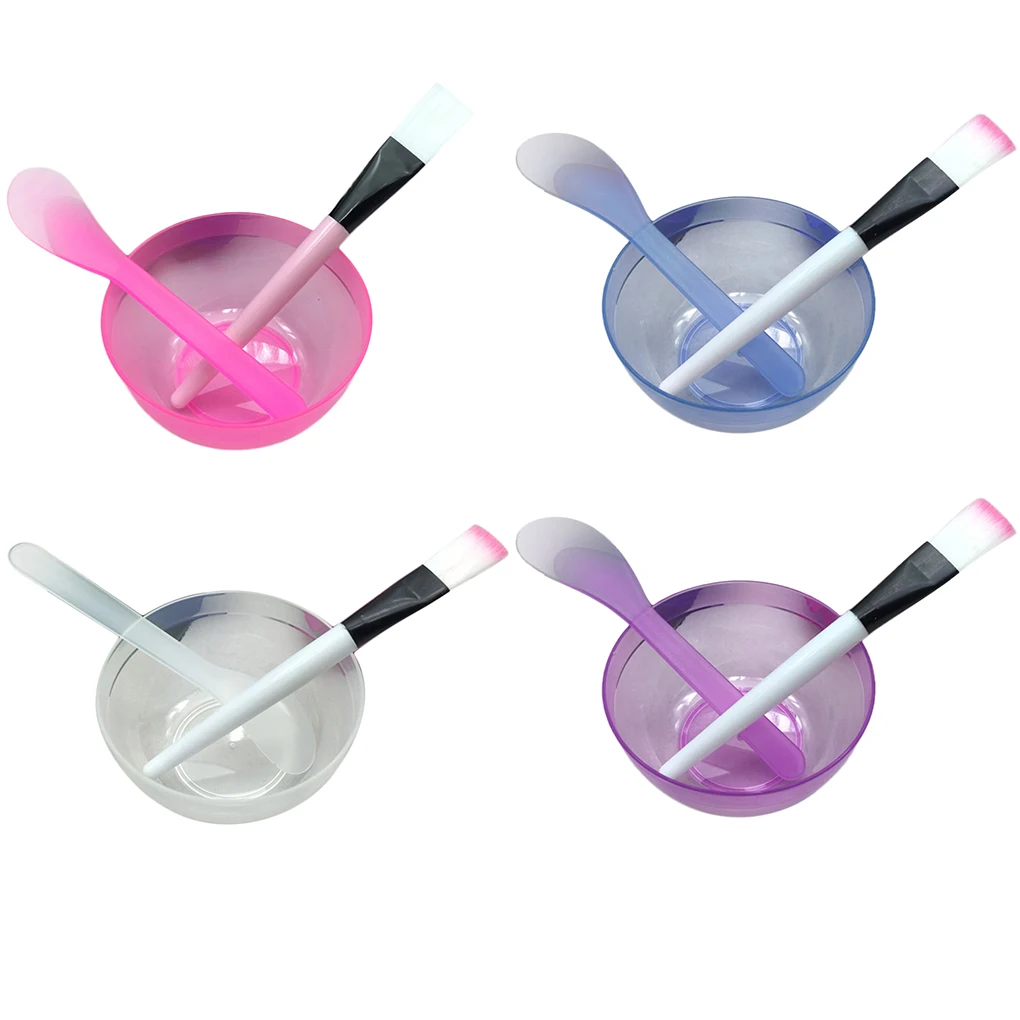 

New Portable Plastic Facial Mask Bowl Stick Brush Set Mixing Applying Facial Care Makeup Tools Kit Color Random