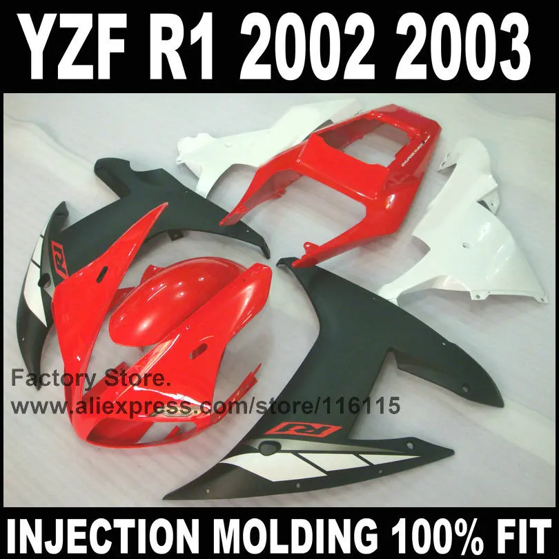 Motomarts Kit Carene Full Injection Per Yamaha 2002 R1 2003 Yzf R1 02 03 Carenature In Abs Nero Rosso