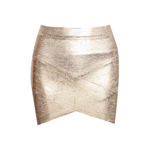 KLEEZY Inversed V сексуальные обтягивающие вечерние женские повязки Карандаш Летние Короткие мини юбки HL670 - Цвет: Золотой