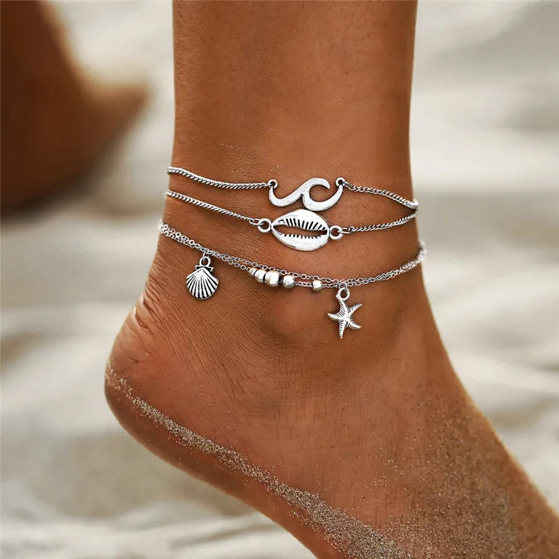 Boho Ocean Beach Scallop Shell Starfish Anklets for Women Vintage Multi Layers Ankle Bracelet Foot Leg Bracelet Summer Jewelry Boho Ocean Beach Scallop Shell Starfish Anklets for Women Vintage Multi Layers Ankle Bracelet Foot Leg Bracelet Summer Jewelry