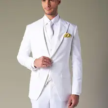 Лучшее качество, белый с острым отворотом на одной пуговице, модный костюм Terno Masculino, Homme, костюм для жениха пиджак, жилет, брюки TieNew style