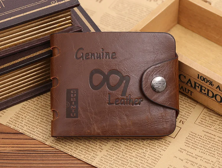 Классический винтажный Ретро мужской кошелек с застежкой Охотник коричневый кожаный кошелек держатель для карт клатч для мужчин